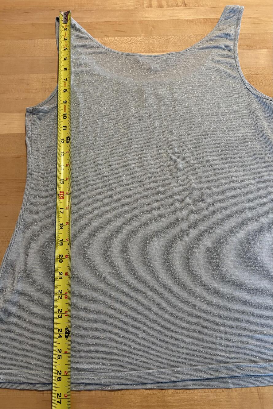 Jennifer Lopez Tank Top Womens XL Silver Scoop Neck Metallic Stretch - Picture 6 of 8